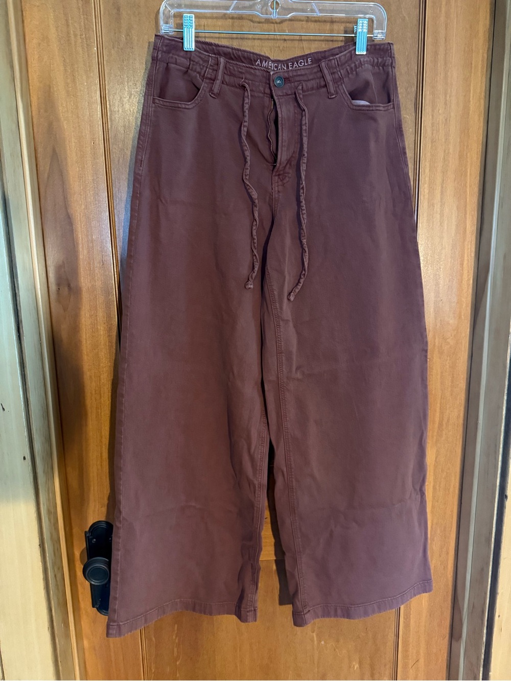 American Eagle Outfitters Men's Wide-Leg Drawstring Pants — Chestnut Brown